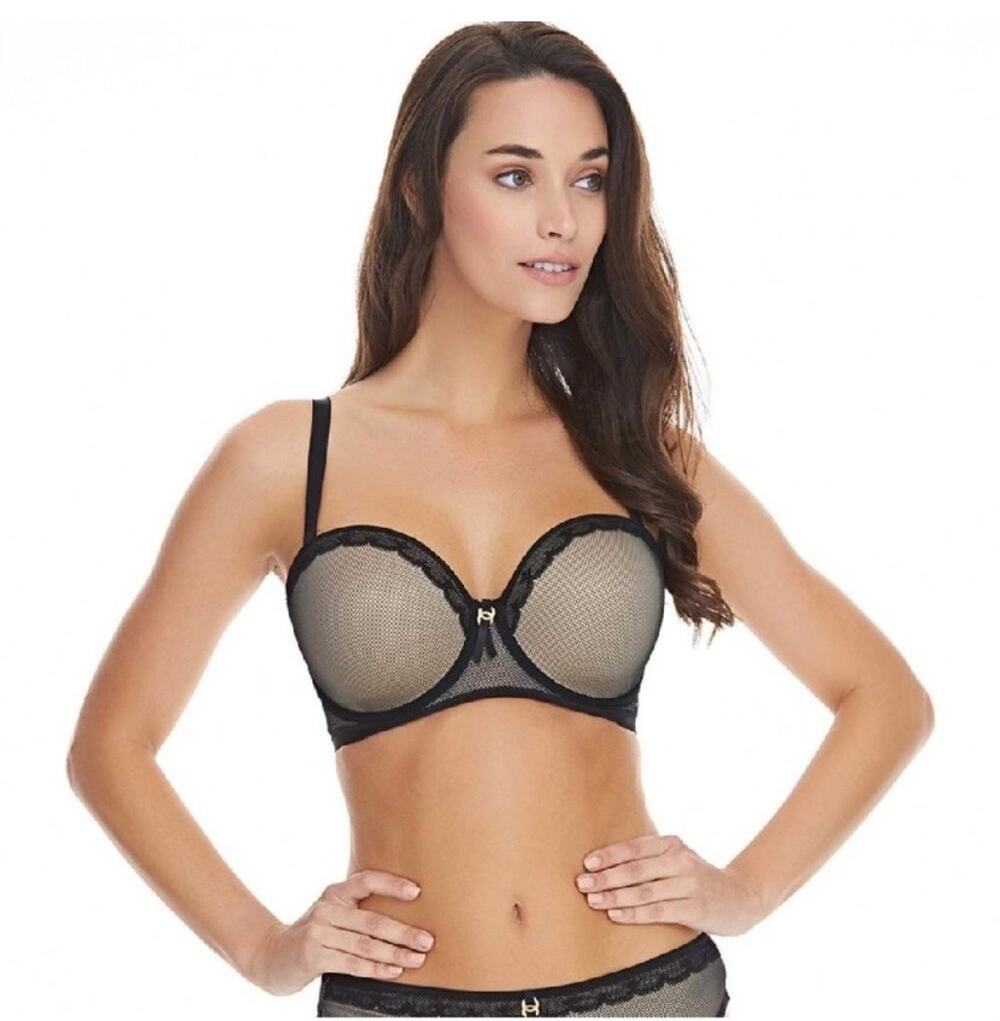 Freya AA1800BLK Idol Allure Moulded Balcony Bra in black fishnet 34J